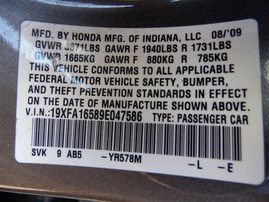 2009 Honda Civic LX Sedan 1.8L Vtec AT #A24897